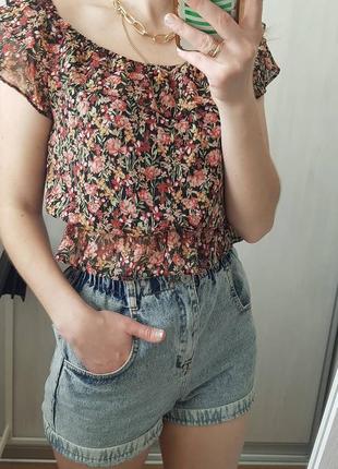 Шикарная блуза на плече в цветочный принт f&amp;f8 фото