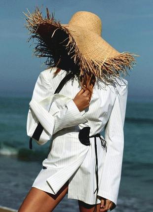 Солом'яний літній пляжний капелюх, капелюх широкі поля, рафія, шляпа4 фото