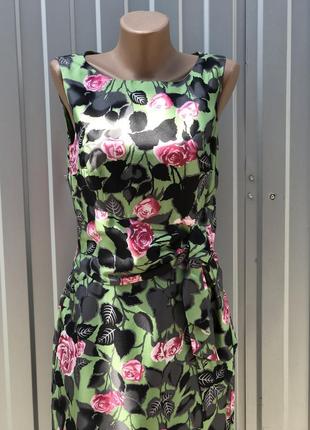 Шелковое летнее платье в силуэтном стиле в цветочный принт3 фото