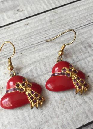 Винтажные серьги красные лето (американская винтажная бижутерия)