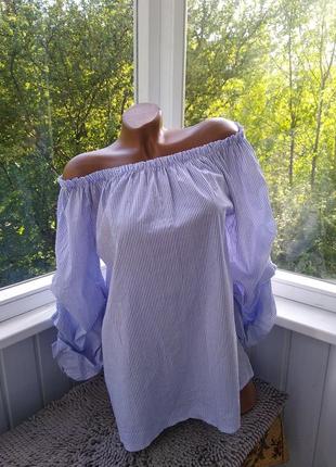 Sale блуза в полоску с обьемными рукавами cameo rose1 фото