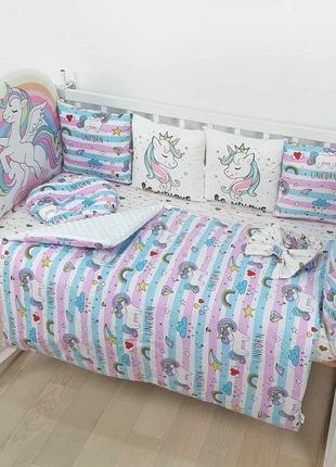 Набор постельного белья в детскую кроватку, детское постельное белье, бортики9 фото