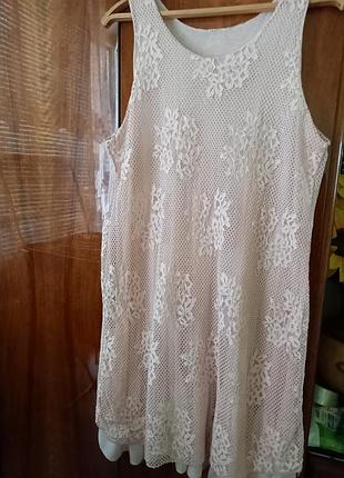 Нежно-розовое цветочно-ажурное платье#дарую