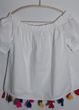 Noisy may, блуза белая с кисточками хлопок