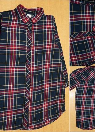 Next рубашка удлиненная в клеточку 4-6 лет сорочка подовжена в клітинку