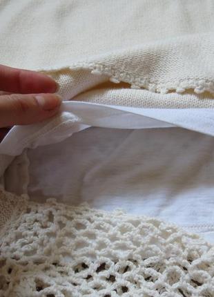 Вязаное белое кремовое натуральное кружевное платье миди от asos5 фото