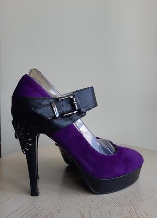 Miamay яркие фиолетовые туфли с красивенным каблуком4 фото
