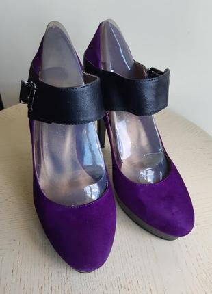 Miamay яркие фиолетовые туфли с красивенным каблуком5 фото