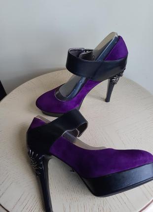 Miamay яркие фиолетовые туфли с красивенным каблуком6 фото