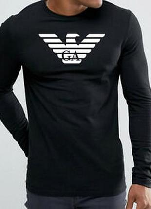 Черный лонгслив с большим логотипом 2