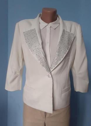 Пиджак нарядный,пиджак белый, жакет1 фото