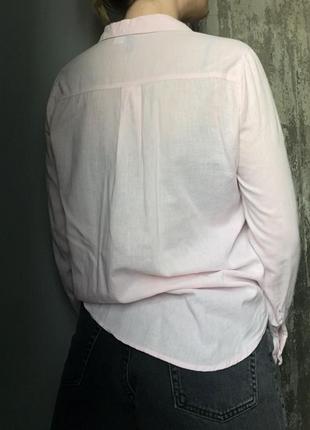 Рубашка нежно-розовая h&m хлопковая3 фото