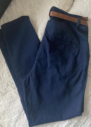 Синие брюки чиносы с ремнём2 фото