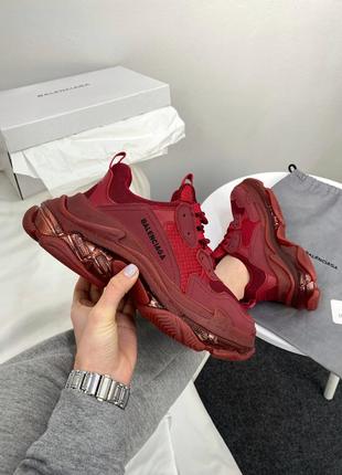 Жіночі кросівки triple burgundy,кросівки бордові шнурівка