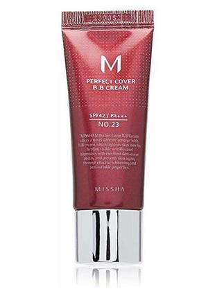 Тональний крем bb крем missha perfect cover bb cream spf42 pa+++ 50 ml, 23 natural beige4 фото