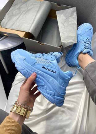 Жіночі кросівки triple blue,тріпл блакитний шнурівка