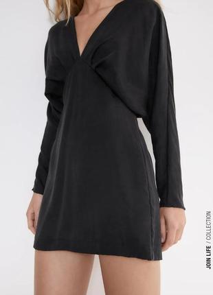 Zara коротке плаття чорне міні лиоцел новий розмір s xs
