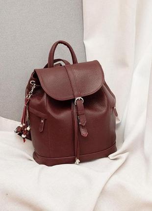 Рюкзак-сумка кожаный женский марсала олсен2 фото