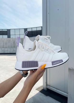 Женские стильные кроссовки adidas nmd white violet4 фото