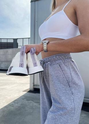 Женские стильные кроссовки adidas nmd white violet3 фото