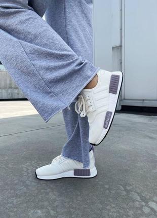 Женские стильные кроссовки adidas nmd white violet8 фото