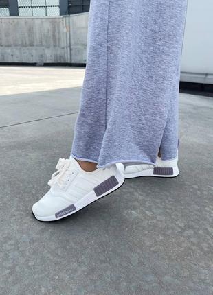 Женские стильные кроссовки adidas nmd white violet7 фото