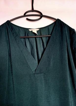 Изумрудный топ/блуза с v-вырезом от h&m3 фото
