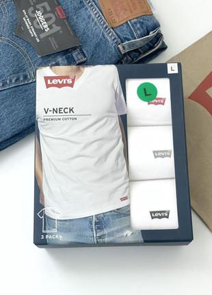 Білизна чоловіча, комплект футболок levis v-neck premium cotton комплект футболок левис оригинал2 фото