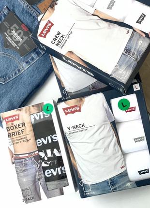 Білизна чоловіча, комплект футболок levis v-neck premium cotton комплект футболок левис оригинал4 фото