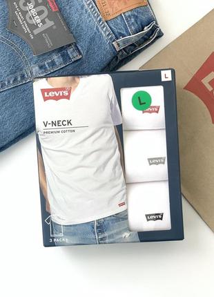 Білизна чоловіча, комплект футболок levis v-neck premium cotton комплект футболок левис оригинал1 фото