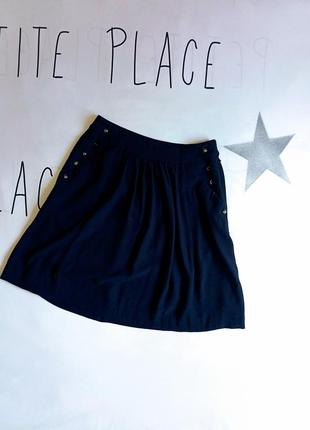 Юбка женская стильная темно синяя с карманами caroll