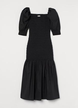 Чёрное хлопковое облегающее платье h&m