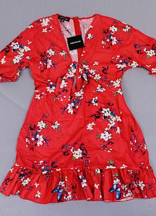 Шикарное стильное яркое платье в цветы asos на завязке спереди, код 00765 фото