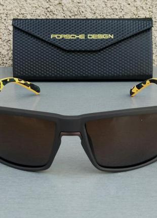 Porsche design окуляри чоловічі сонцезахисні коричневі з жовтим поляризированые2 фото