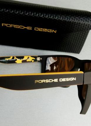 Porsche design окуляри чоловічі сонцезахисні коричневі з жовтим поляризированые8 фото