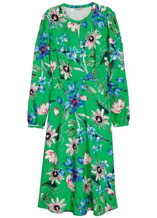 Изумительное легкое цветочное зеленое миди платье от  h&m4 фото