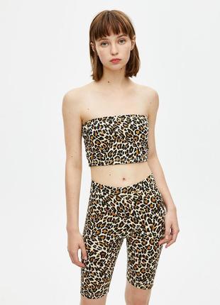 Топ полоска хлопковый анималистичный принт pull & bear