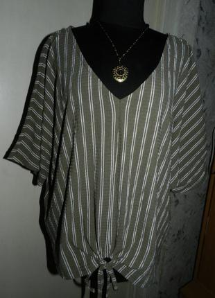 Стильная,трикотажная стрейч,блузка-топ в полоску,бохо,большого размера4 фото