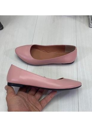 Женские туфли балетки натуральная кожа розовые