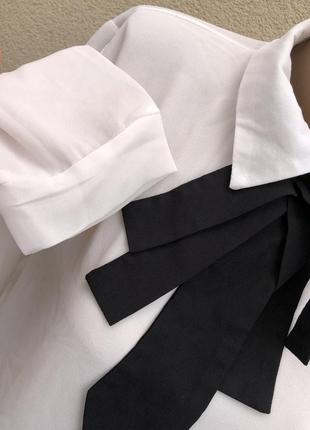 Белая,шифон блуза с бантом,рубаха,офисная,премиум бренд,piazza italia3 фото