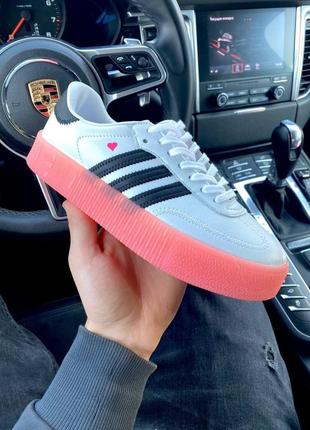 Жіночі кеди adidas samba white rose білі з рожевою підошвою