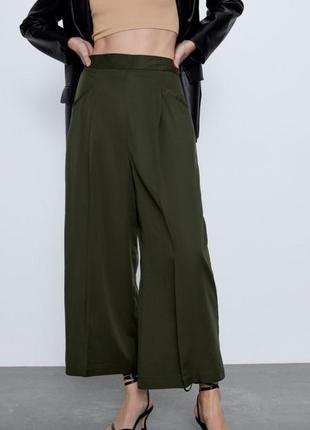 Брюки палаццо  хаки