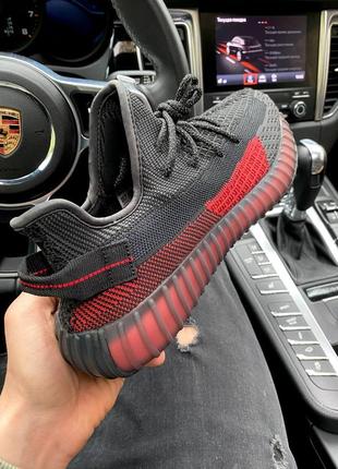Кросівки adidas yeezy boost 350 v2 black red чорно червоні4 фото