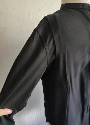 Рубашка мужская унисекс zara черная интересный крой вискоза плюс хлопок3 фото