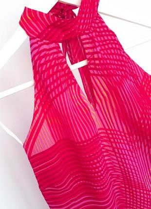 Блуза 100% вискоза блуза халтер блуза с завязкой на шее блуза без рукавов розовая  блузка4 фото