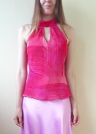 Блуза 100% вискоза блуза халтер блуза с завязкой на шее блуза без рукавов розовая  блузка7 фото