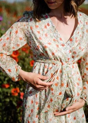 Шифонова сукня для вагітних та годуючих салатова (плаття для вагітних, годуючих салатова)2 фото