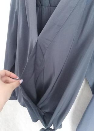 Блуза с имитацией запаха, серебристо-серая6 фото