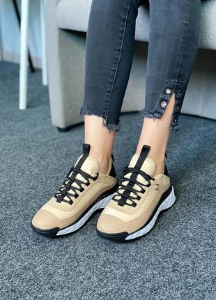 Жіночі кросівки в стилі chanel sneakers beige,кросівки, кеди жіночому бежеві