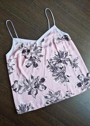 Базовая шифоновая майка в цветочный принт топ на бретельках в бельевом стиле papaya